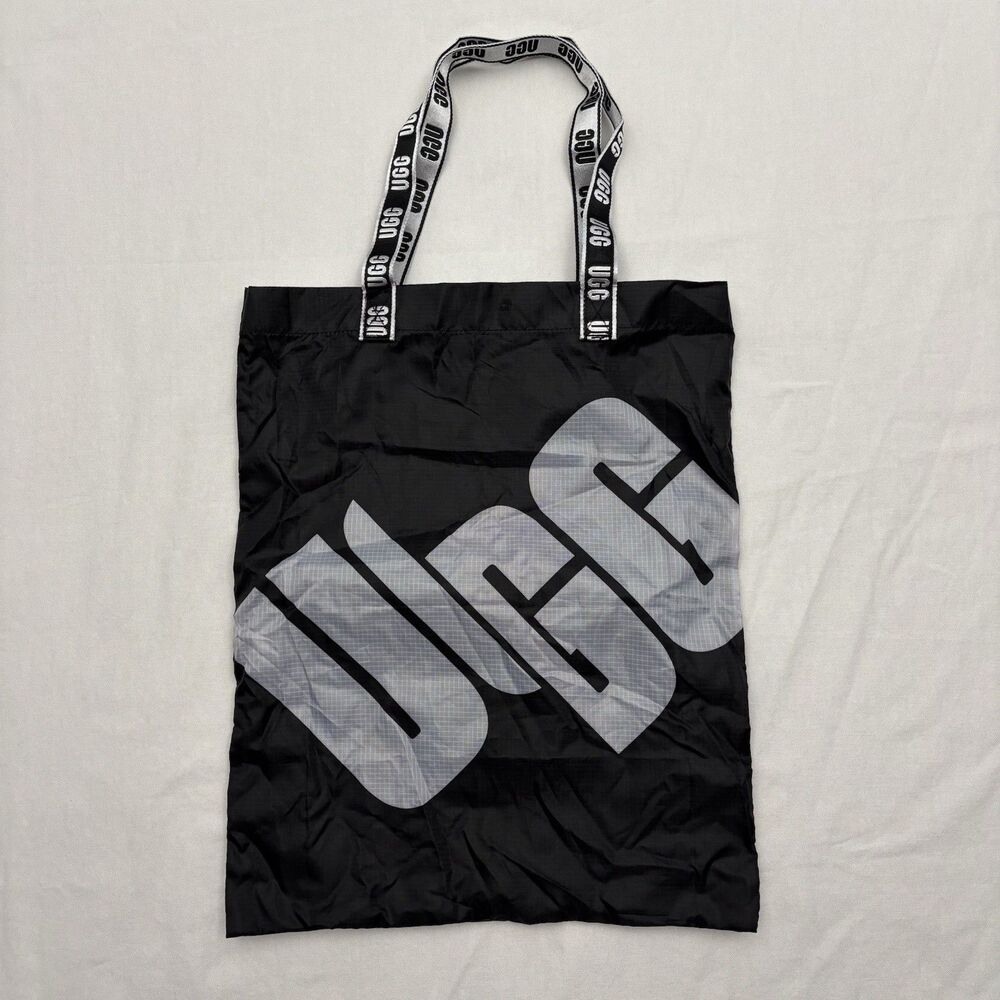 UGG Packable Tote Bag Black White Logo Print